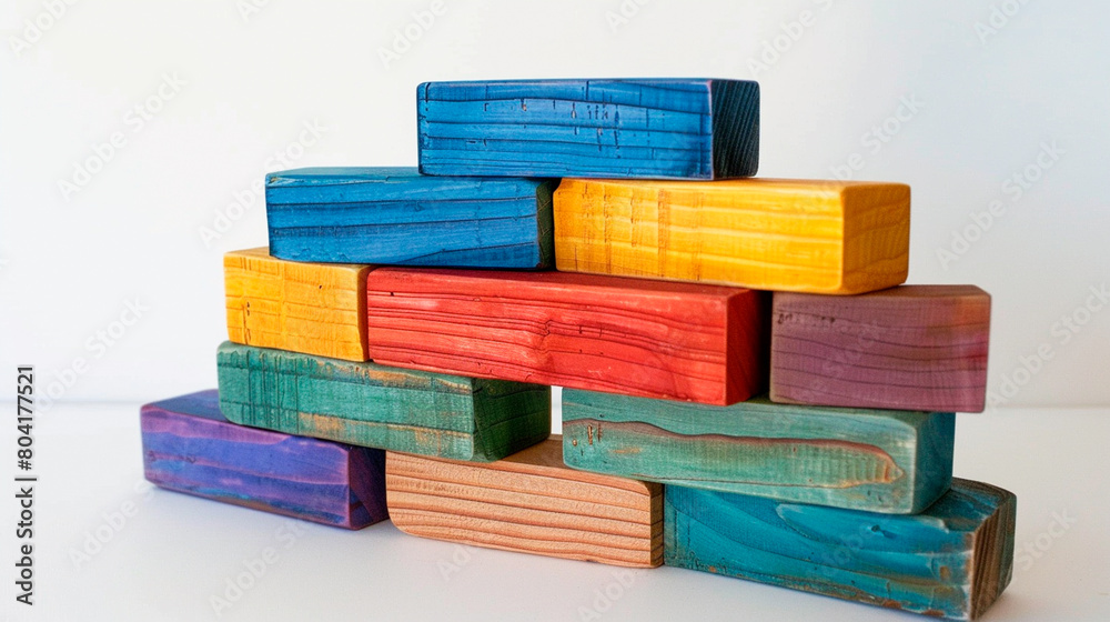 stack of colorful wooden blocks on white background stack of colorful wooden blocks on white background