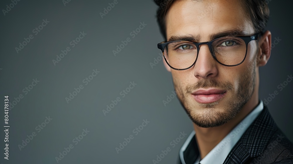 Professionalism Personified: Confident young businessman wearing glasses, projecting a polished and professional image. Professionalism Personified: Confident young businessman wearing glasses, projecting a polished and professional image.