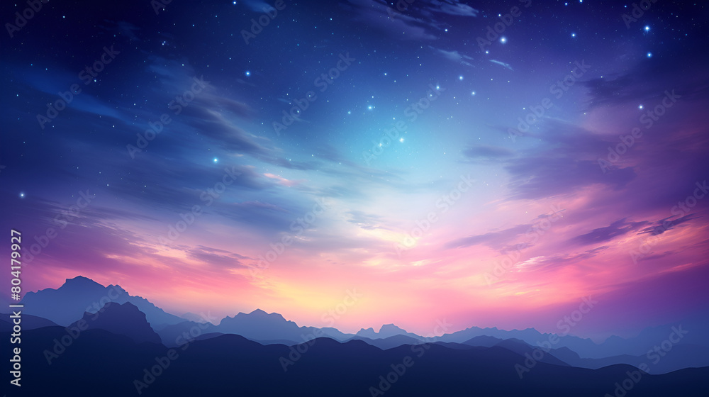celestial sky stars background,Night landscape with colorful Milky Way and mountains Generative AI