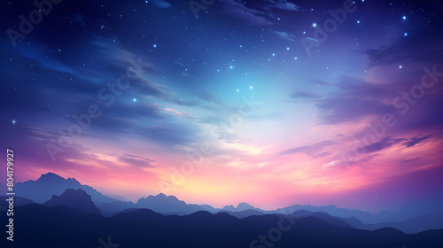 celestial sky stars background Night landscape with colorful Milky Way and mountains Generative AI
