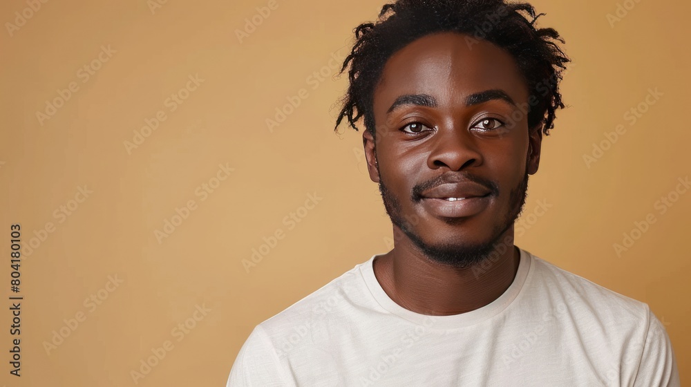 Obraz premium Adult black man portrait, dressed in casual modern clothes, African-American male model posing front of the camera in studio, different people beauty, diversity concept, AI generated image