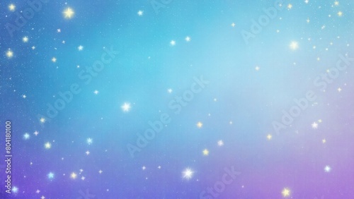 Glittering Cyan  Blue and Purple gradient background with hologram effect and magic lights. fantasy backdrop with fairy sparkles  gold stars  and festive blurs