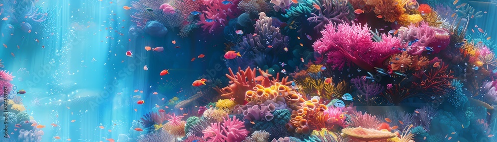 Naklejka premium Dive into a whimsical underwater realm captured with watercolor strokes