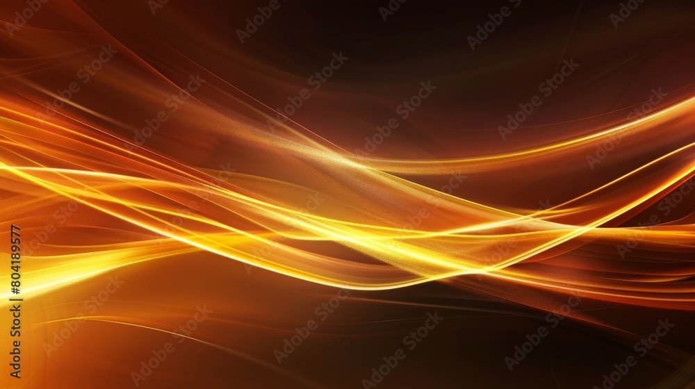 Obraz premium Abstract backround features flowing, golden light waves set against a dark background. waves appear to move gracefully, creating a sense of energy and motion