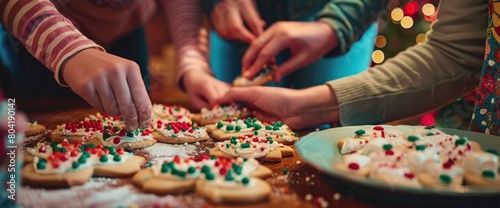 Cookie decorating party with friends and family , professional photography and light