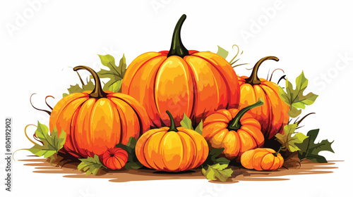 Autumn composition with fresh pumpkins on white bac