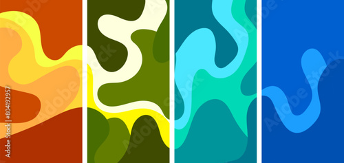 Vector colorful liquid abstract pattern for poster, banner, print, fabric and social media story with frame and border background