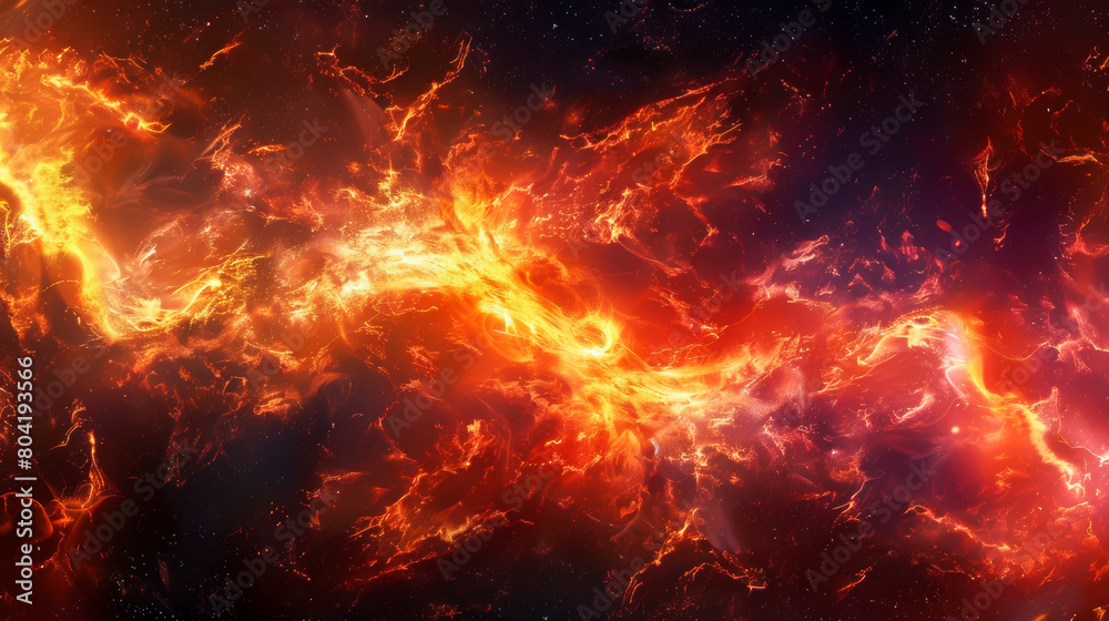 A long, orange, glowing line of fire in space
