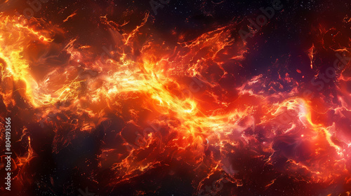 A long  orange  glowing line of fire in space