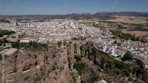 Wallpaper Mural aerial tilt down video of Bridge Tajo de Ronda Gorge and bullring in Ronda, Andalusia, Spain  Torontodigital.ca