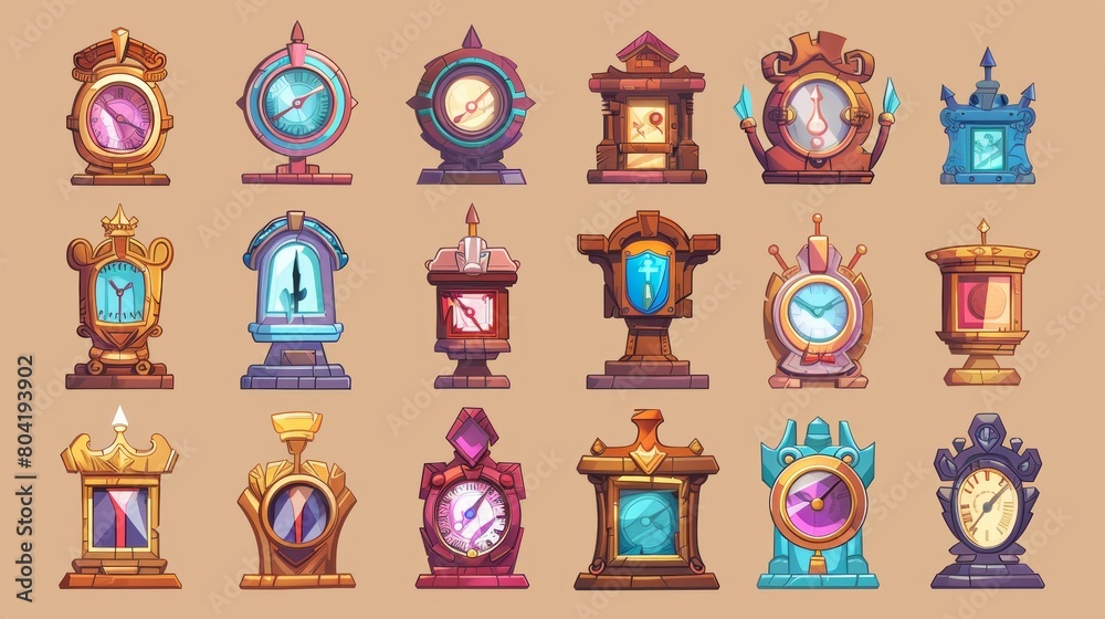 Icons for clock games, animated sprite sheets of time, animation of ...