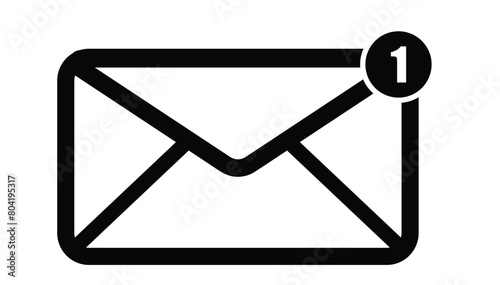 email message icon with notification popup for unread messages isolated on white
