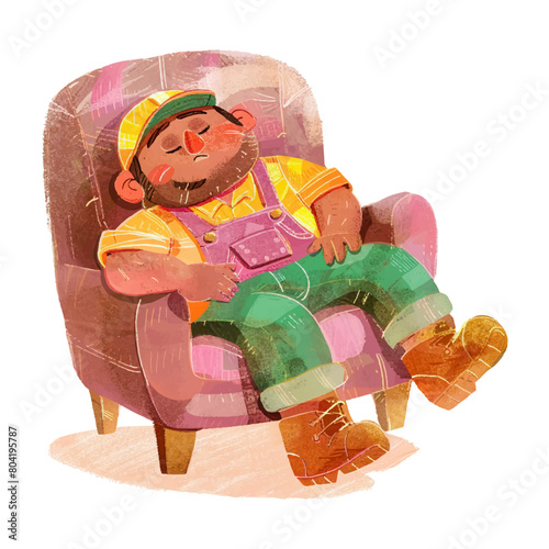 tired employee worker watercolor illustration