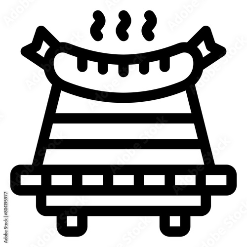 grill meat outline icon and illustration