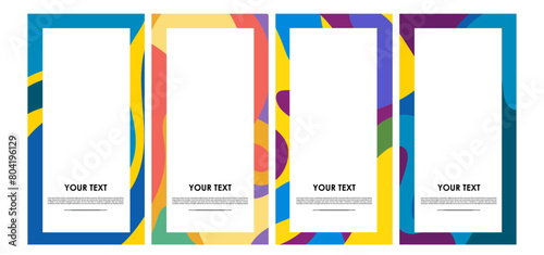 Vector colorful liquid abstract pattern for poster, banner, print, fabric and social media story with frame and border background
