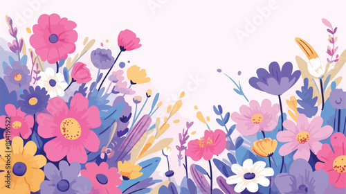 Beautiful aster flowers on color background with sp