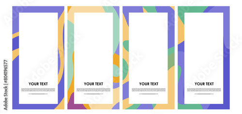 Vector colorful liquid abstract pattern for poster, banner, print, fabric and social media story with frame and border background