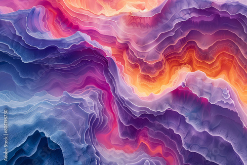 Vibrant Abstract Topographic Layers - Artistic Conceptual Landscape for Stock,abstract photo