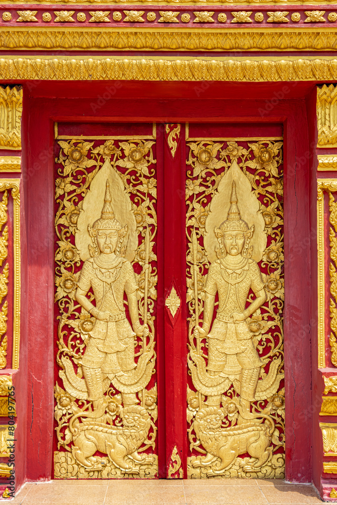 Decorative entrance to Buddhist temple Wat Iam Pracha Mit,  Samut Prakan, Thailand