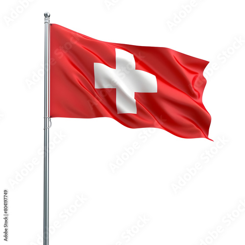 Switzerland waving flag isolated on transparent background