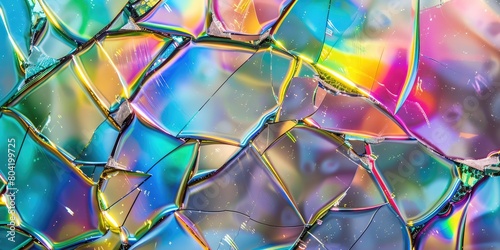 Colorful broken glass, rainbow color reflections, close up photo   © DELstudio