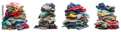 Pile of dirty laundry isolated on transparent background
