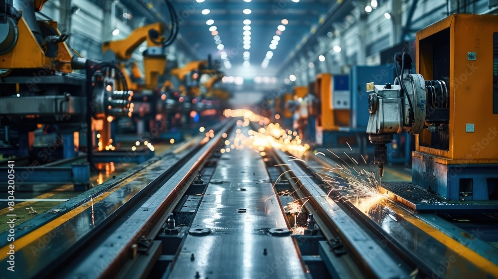 Production plant, welding machines. Generative AI.