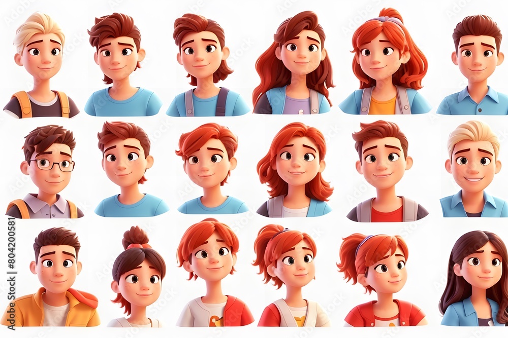 People avatars set. Young men and women with thinking face expressions. Modern line character heads, happy smiling thoughtful girls and guys. Flat vector illustrations isolated on white background People avatars set. Young men and women with thinking face expressions. Modern line character heads, happy smiling thoughtful girls and guys. Flat vector illustrations isolated on white background