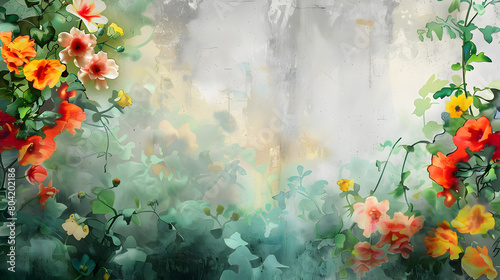 flower watercolor wall art art, invitation, fabric, poster, canvas print background,generative ai