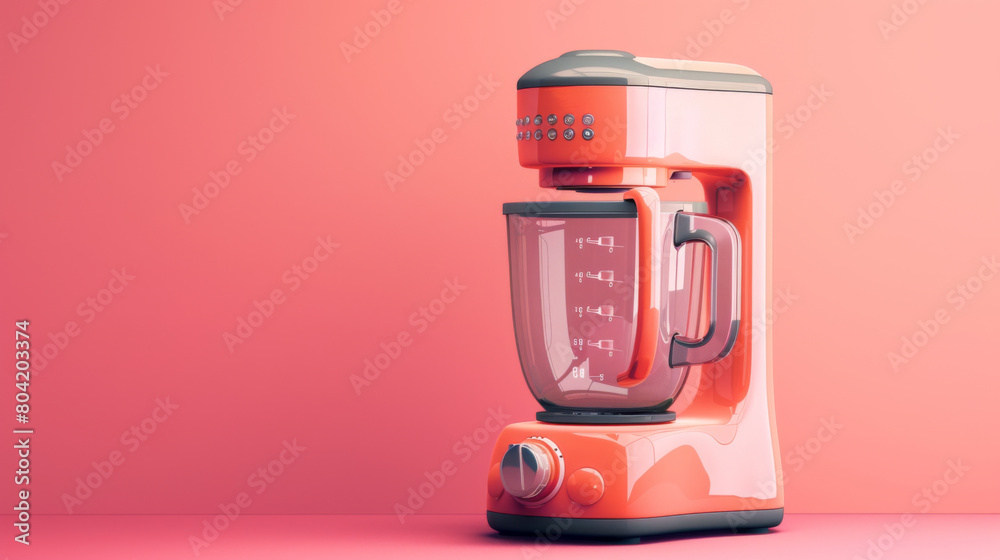 High-end orange blender displayed against a plain pink background, emphasizing simplicity and modern design.
