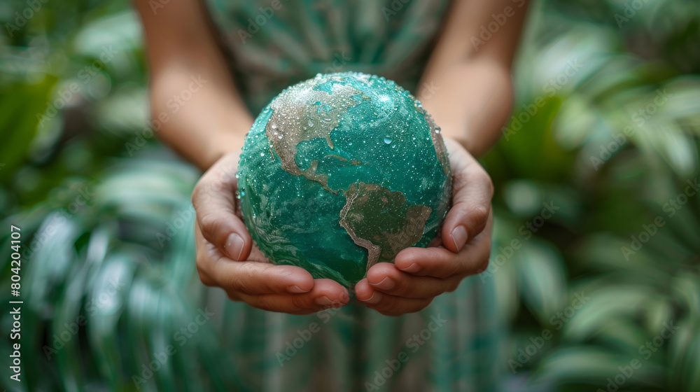 Hands Holding a Sparkling Water Globe Symbolizing Ecology and World Water Day Hands Holding a Sparkling Water Globe Symbolizing Ecology and World Water Day