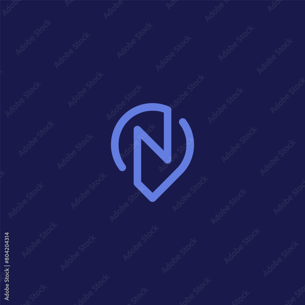 Letter N logo mixed location pin shape. Letter N logo mixed location pin shape.