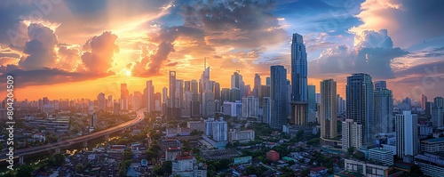 Modern cityscape with skyscrapers, Makati, Manila, Philippines