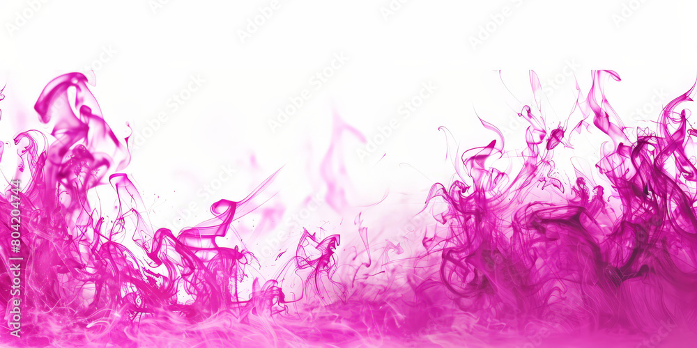 Texture of pink fire on white background, Flame, pink fire with smoke on white background.. fire in motion blur.