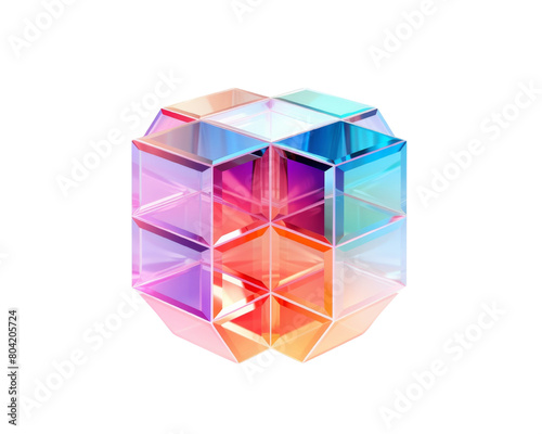 Red Blue gradient pentagonal prism isolated on transparent background