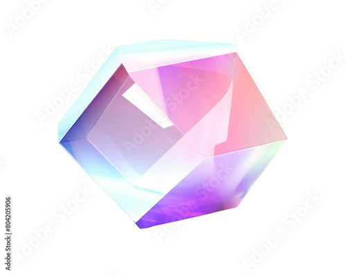 3d gradient blue purple pentagonal prism isolated on transparent background