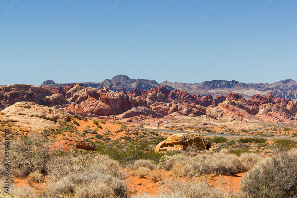 breathtaking panoramic view over the unique landscape of the Valley of Fire State Park, Nevada breathtaking panoramic view over the unique landscape of the Valley of Fire State Park, Nevada