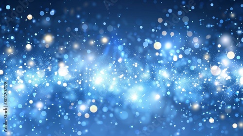 A modern set of realistic glitter effects. Abstract background with blue sparkles flares. Overlay effects of magic glow, snow or shine isolated on transparent background.