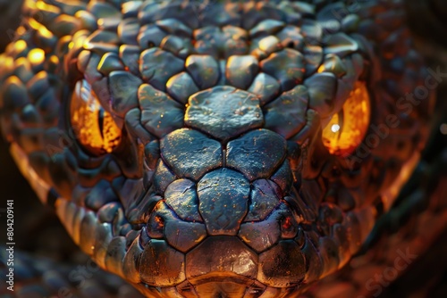 Snake head with golden eyes.