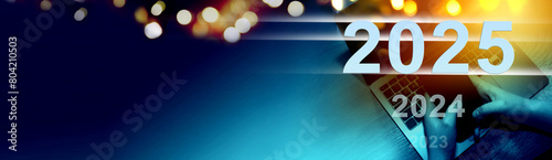 Business 2025 New Year Christmas holiday background concept. Banner.