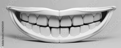 3d render of a smiling white mouth photo