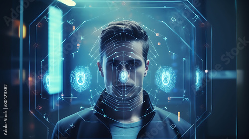 A person using a biometric scanner for secure authentication, showcasing advancements in identity verification technology.