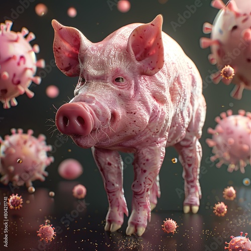 pig, virus, 3d concept photo