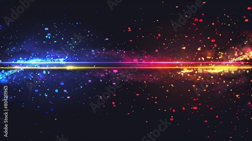 The vertical sparkle divider line has a glow effect in red, yellow, and purple. It is outlined by a laser ray modern streak on a transparent background. A special energy explosion is isolated and