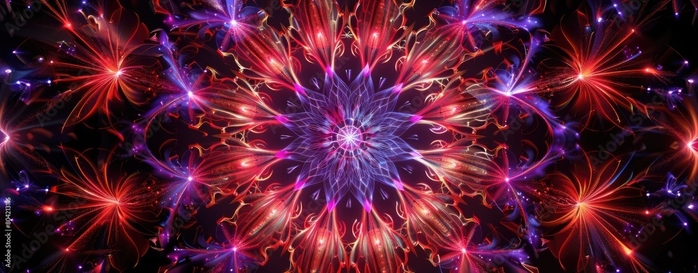 Fireworks blooming in the night sky.