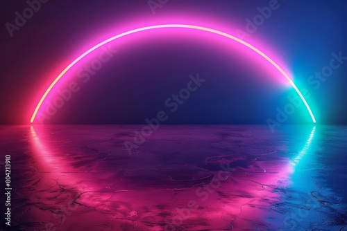Create a neon banner that glows with vibrant  pulsating colors  ideal for night events  Template banner concept with solid color background and copy space