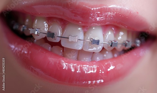 Braces on the teeth, close ...