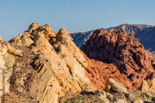 unique and colorful rock formations of the sandstone vegetation at valley of fire State Park, Nevada