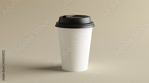 Isolated modern mockup of a 3D white paper cup for coffee. Disposable drink mockup for takeout hot espresso from a café. Cappuccino cardboard tray illustration design.