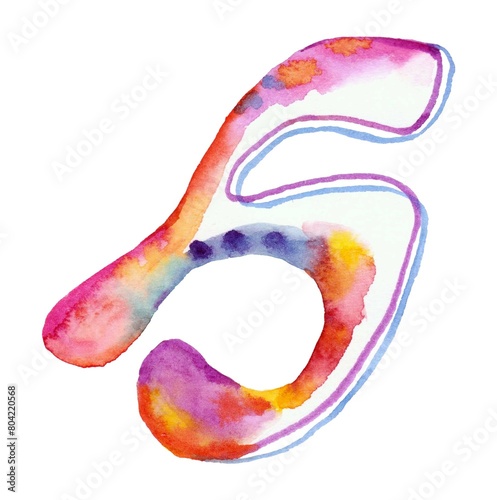Vibrant, rainbow-colored watercolor letter H on a white background. Perfect for stock images, representing creativity, diversity, and positivity.